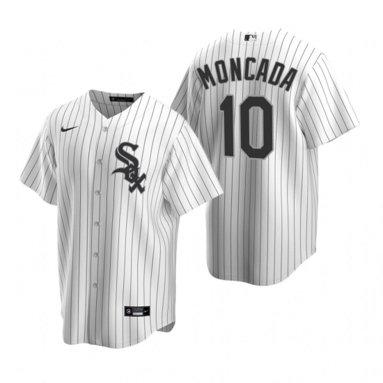 Men's Nike Chicago White Sox 10 Yoan Moncada White Home Stitched Baseball Jersey