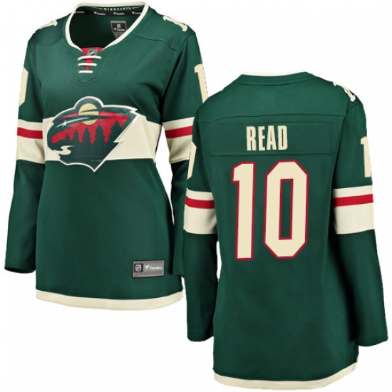 Women's Minnesota Wild 10 Matt Read Authentic Green Home Fanatics Branded Breakaway NHL Jersey