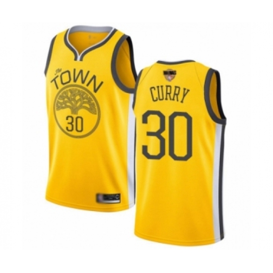 Women's Golden State Warriors 30 Stephen Curry Yellow Swingman 2019 Basketball Finals Bound Jersey - Earned Edition