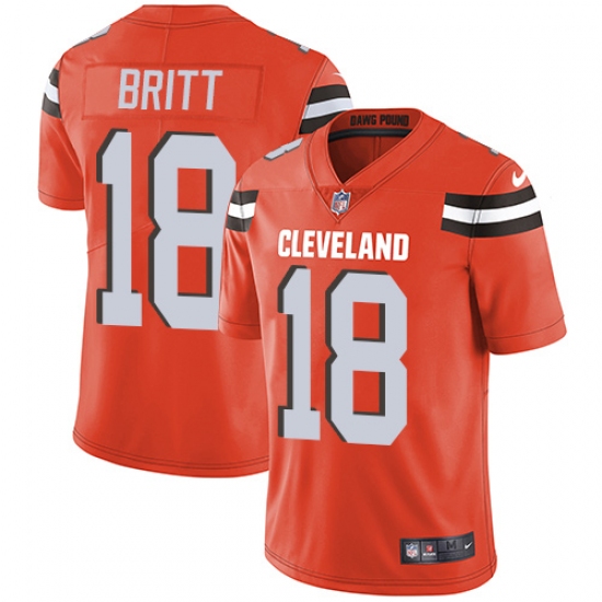 Men's Nike Cleveland Browns 18 Kenny Britt Orange Alternate Vapor Untouchable Limited Player NFL Jersey