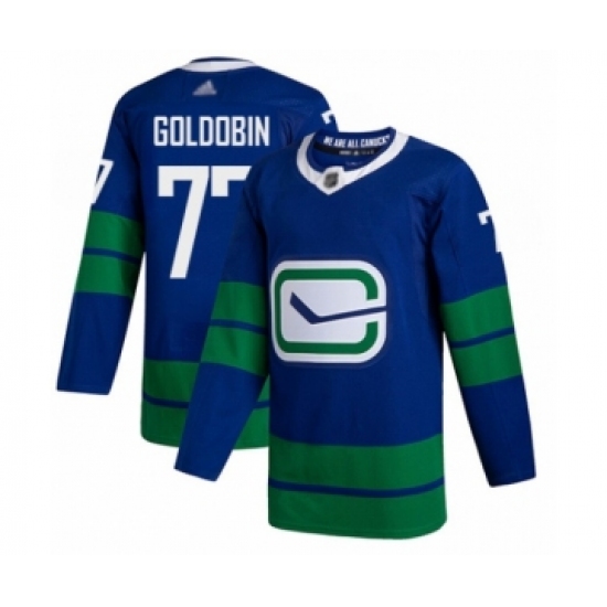 Men's Vancouver Canucks 77 Nikolay Goldobin Authentic Royal Blue Alternate Hockey Jersey