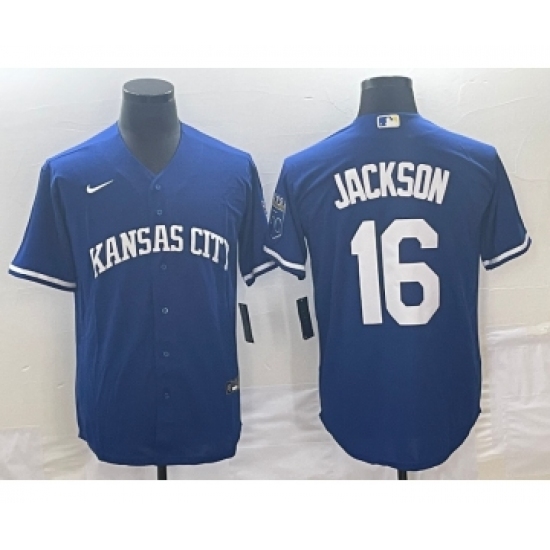 Men's Kansas City Royals 16 Bo Jackson Navy Cool Base Stitched Baseball Jersey