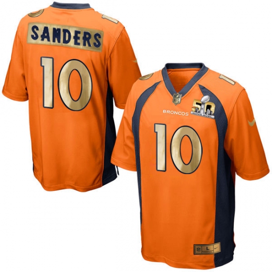 Men's Nike Denver Broncos 10 Emmanuel Sanders Game Orange Super Bowl 50 Collection NFL Jersey