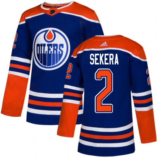 Youth Adidas Edmonton Oilers 2 Andrej Sekera Authentic Royal Blue Alternate NHL Jersey