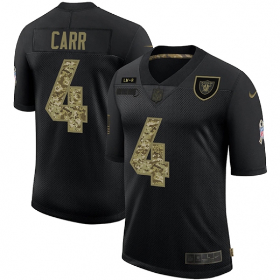 Men's Oakland Raiders 4 Derek Carr Camo 2020 Salute To Service Limited Jersey
