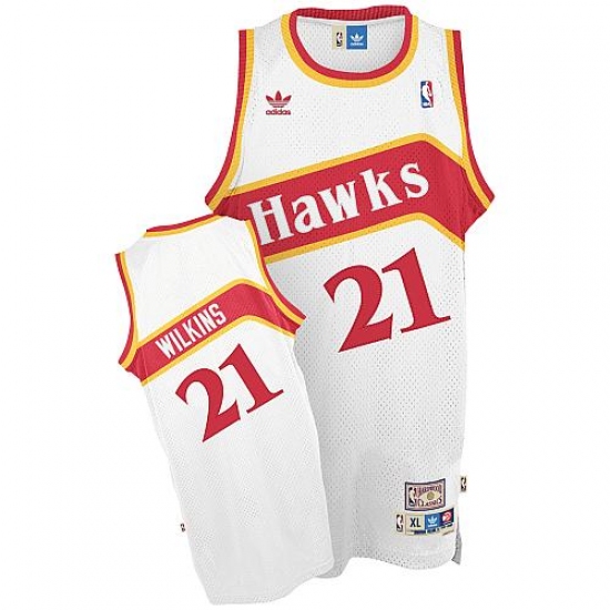 Men's Adidas Atlanta Hawks 21 Dominique Wilkins Swingman White Throwback NBA Jersey