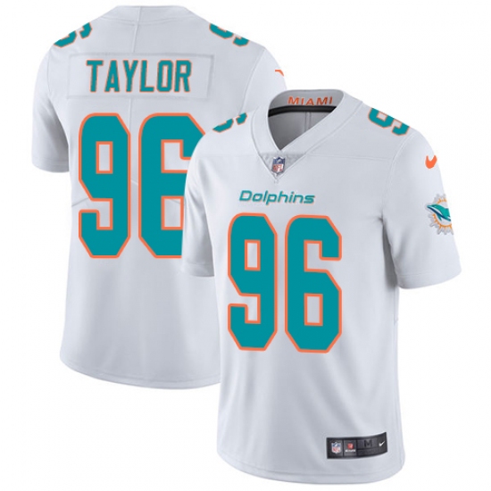 Men's Nike Miami Dolphins 96 Vincent Taylor White Vapor Untouchable Limited Player NFL Jersey