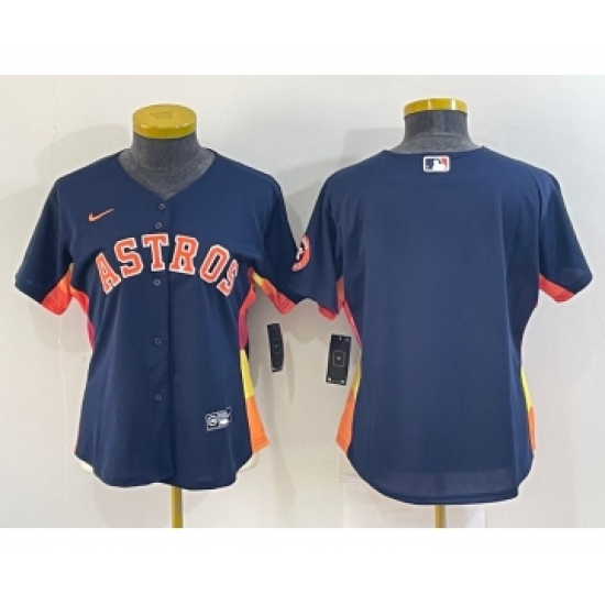 Women's Houston Astros Blank Navy Blue With Patch Stitched MLB Cool Base Nike Jersey