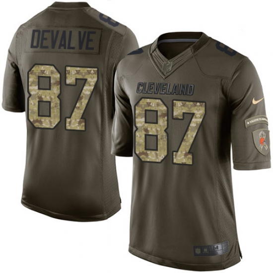 Men's Nike Cleveland Browns 87 Seth DeValve Elite Green Salute to Service NFL Jersey