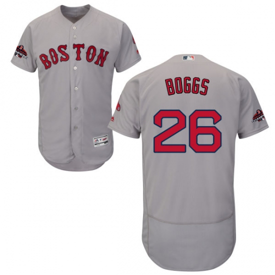 Men's Majestic Boston Red Sox 26 Wade Boggs Grey Road Flex Base Authentic Collection 2018 World Series Champions MLB Jersey