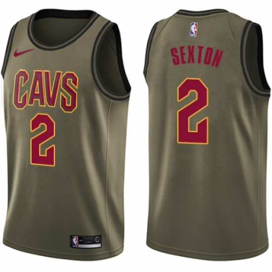 Men's Nike Cleveland Cavaliers 2 Collin Sexton Swingman Green Salute to Service NBA Jersey