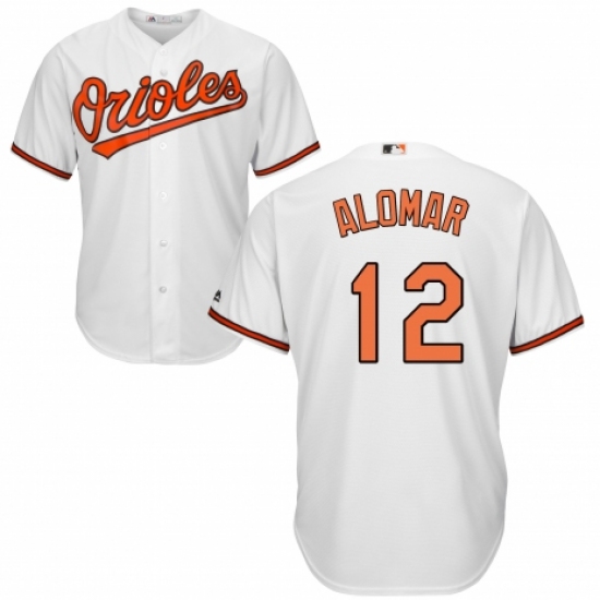 Men's Majestic Baltimore Orioles 12 Roberto Alomar Replica White Home Cool Base MLB Jersey