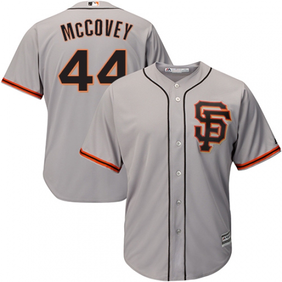 Men's Majestic San Francisco Giants 44 Willie McCovey Replica Grey Road 2 Cool Base MLB Jersey