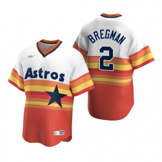 Men's Nike Houston Astros 2 Alex Bregman White Orange Cooperstown Collection Home Stitched Baseball Jersey