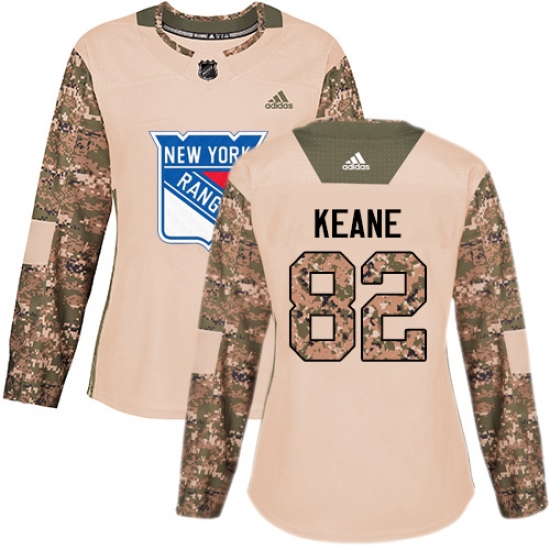 Women's Adidas New York Rangers 82 Joey Keane Authentic Camo Veterans Day Practice NHL Jersey