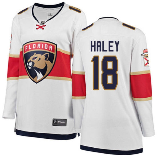 Women's Florida Panthers 18 Micheal Haley Authentic White Away Fanatics Branded Breakaway NHL Jersey