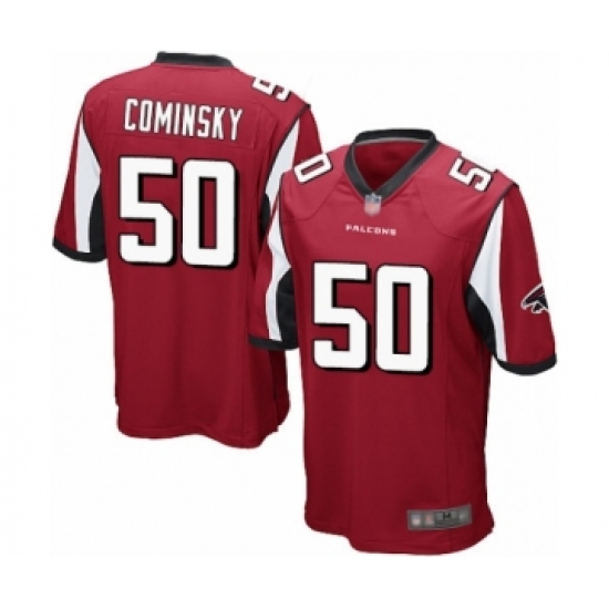 Men's Atlanta Falcons 50 John Cominsky Game Red Team Color Football Jersey