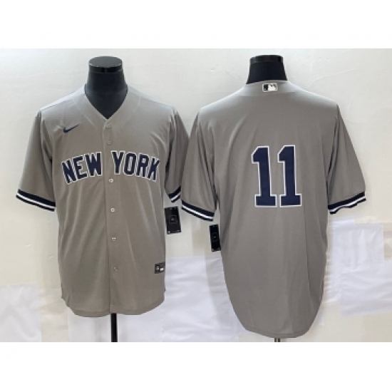 Men's New York Yankees 11 Anthony Volpe Gray Cool Base Stitched Baseball Jersey