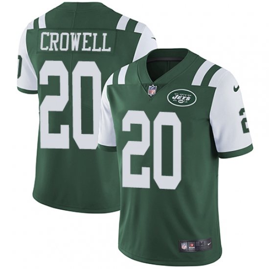 Men's Nike New York Jets 20 Isaiah Crowell Green Team Color Vapor Untouchable Limited Player NFL Jersey