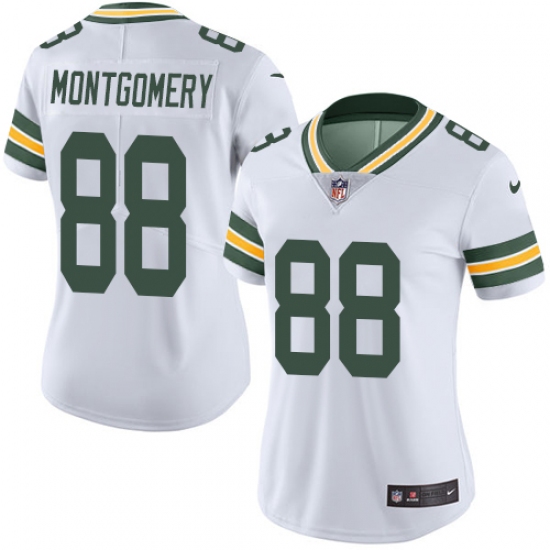 Women's Nike Green Bay Packers 88 Ty Montgomery Elite White NFL Jersey