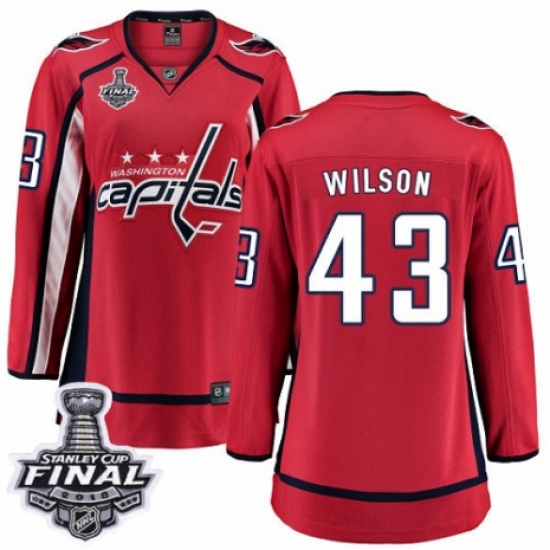 Women's Washington Capitals 43 Tom Wilson Fanatics Branded Red Home Breakaway 2018 Stanley Cup Final NHL Jersey