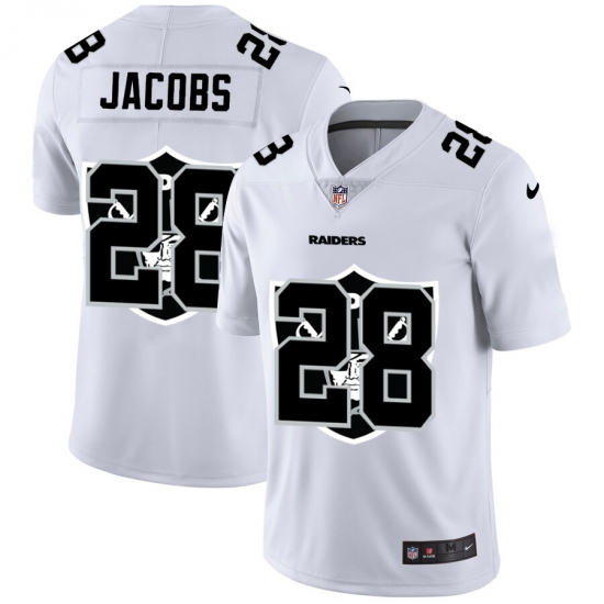 Men's Oakland Raiders 28 Josh Jacobs White Nike White Shadow Edition Limited Jersey