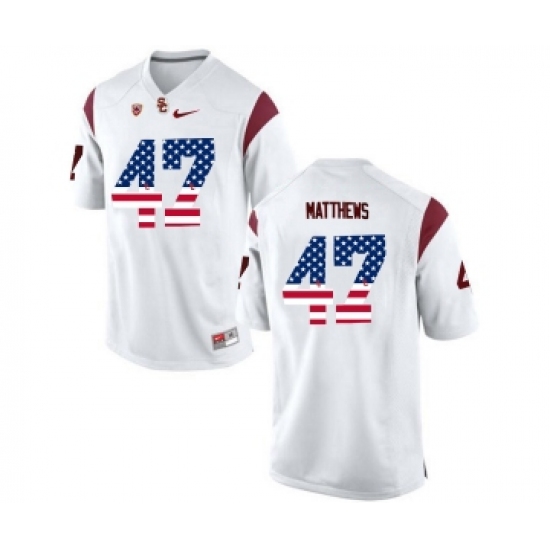 USC Trojans 47 Clay Matthews White USA Flag College Football Jersey