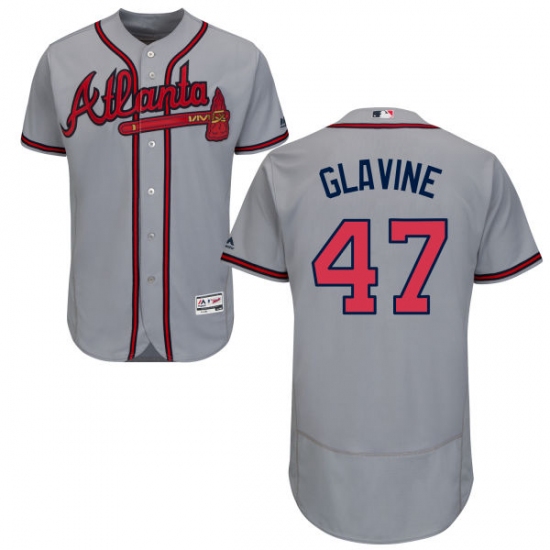 Men's Majestic Atlanta Braves 47 Tom Glavine Grey Road Flex Base Authentic Collection MLB Jersey