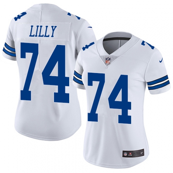 Women's Nike Dallas Cowboys 74 Bob Lilly White Vapor Untouchable Limited Player NFL Jersey