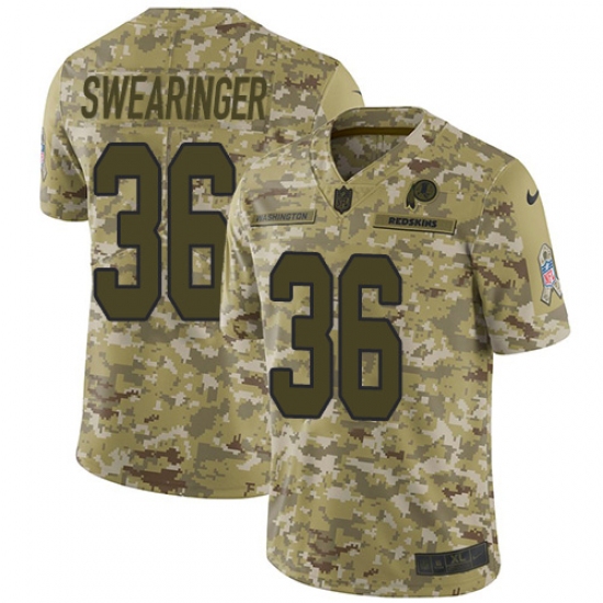 Youth Nike Washington Redskins 36 D.J. Swearinger Limited Camo 2018 Salute to Service NFL Jersey