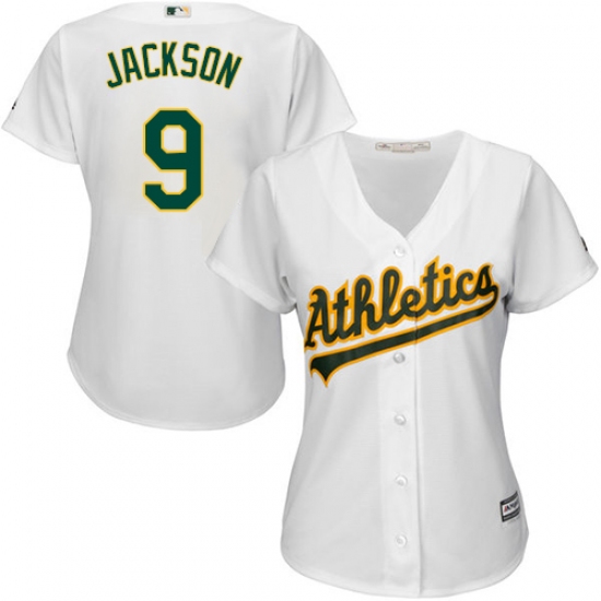 Women's Majestic Oakland Athletics 9 Reggie Jackson Replica White Home Cool Base MLB Jersey