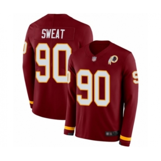 Youth Washington Redskins 90 Montez Sweat Limited Burgundy Therma Long Sleeve Football Jersey