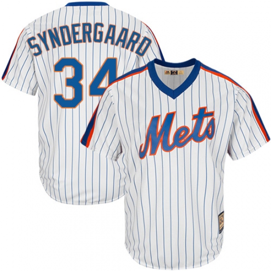 Men's Majestic New York Mets 34 Noah Syndergaard Replica White Cooperstown MLB Jersey