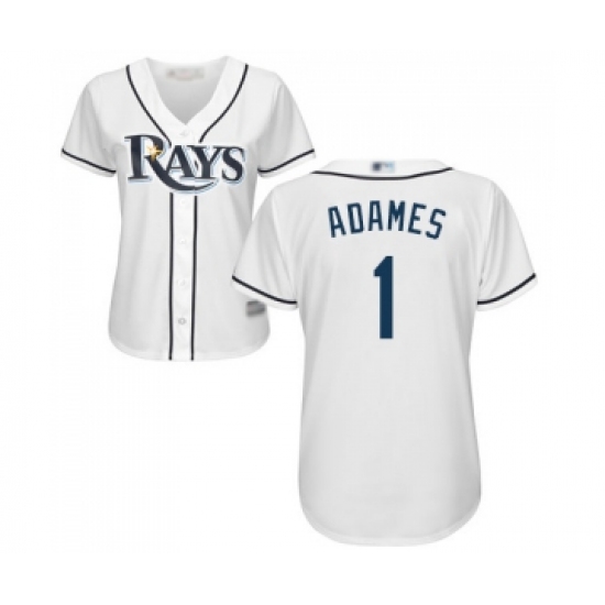 Women's Tampa Bay Rays 1 Willy Adames Replica White Home Cool Base Baseball Jersey