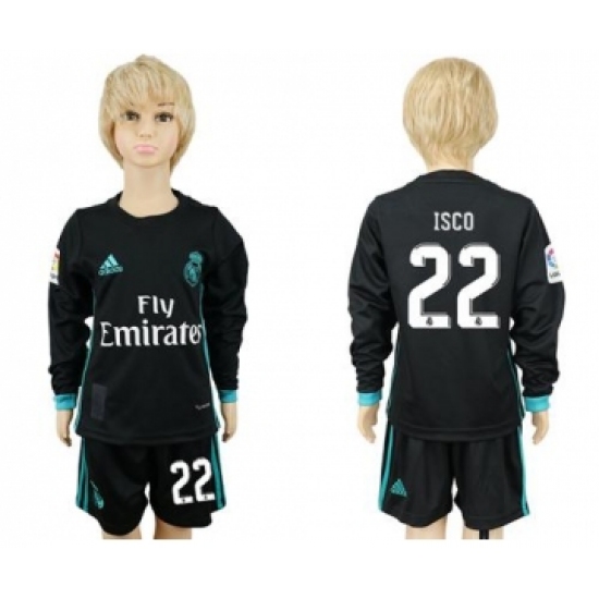 Real Madrid 22 Isco Away Long Sleeves Kid Soccer Club Jersey