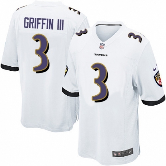 Men's Nike Baltimore Ravens 3 Robert Griffin III Game White NFL Jersey