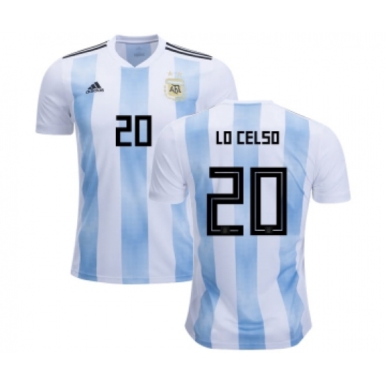 Argentina 20 Lo Celso Home Kid Soccer Country Jersey