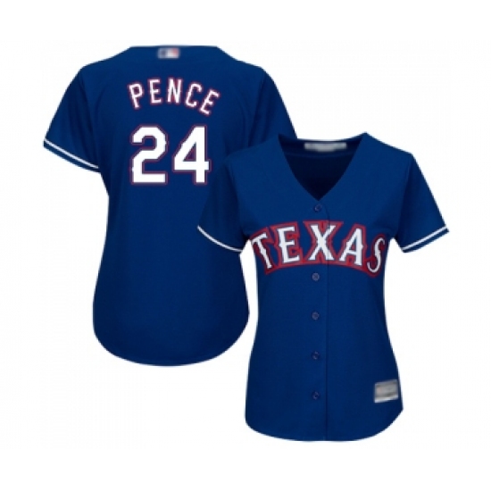 Women's Texas Rangers 24 Hunter Pence Replica Royal Blue Alternate 2 Cool Base Baseball Jersey