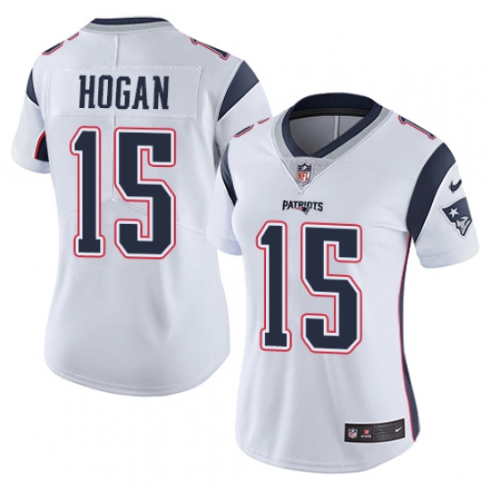 Women's Nike New England Patriots 15 Chris Hogan White Vapor Untouchable Limited Player NFL Jersey