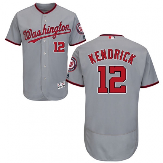 Men's Majestic Washington Nationals 12 Howie Kendrick Grey Road Flex Base Authentic Collection MLB Jersey