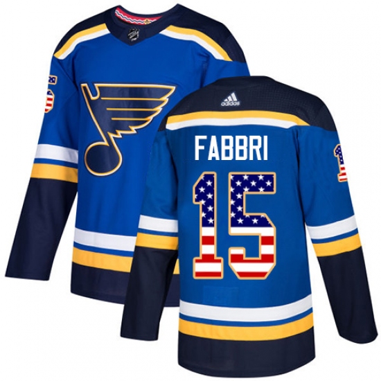 Men's Adidas St. Louis Blues 15 Robby Fabbri Authentic Blue USA Flag Fashion NHL Jersey