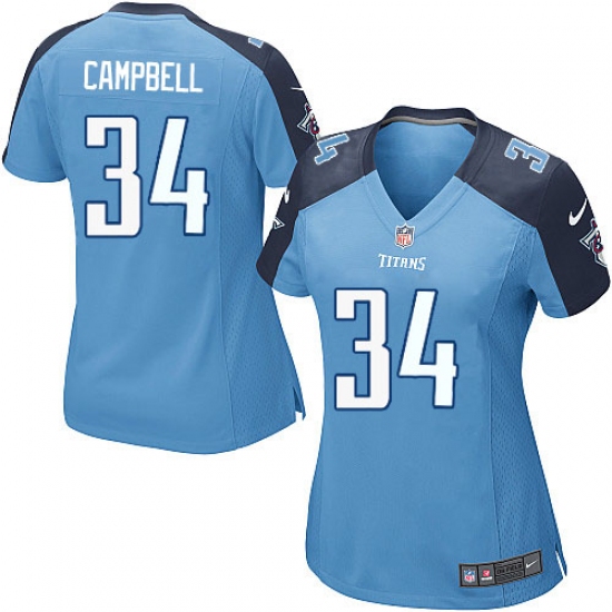 Women's Nike Tennessee Titans 34 Earl Campbell Game Light Blue Team Color NFL Jersey