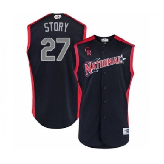 Youth Colorado Rockies 27 Trevor Story Authentic Navy Blue National League 2019 Baseball All-Star Jersey