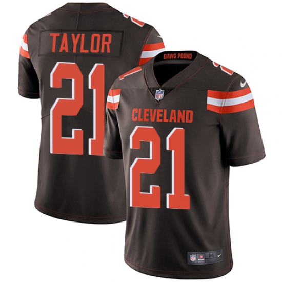 Men's Nike Cleveland Browns 21 Jamar Taylor Brown Team Color Vapor Untouchable Limited Player NFL Jersey