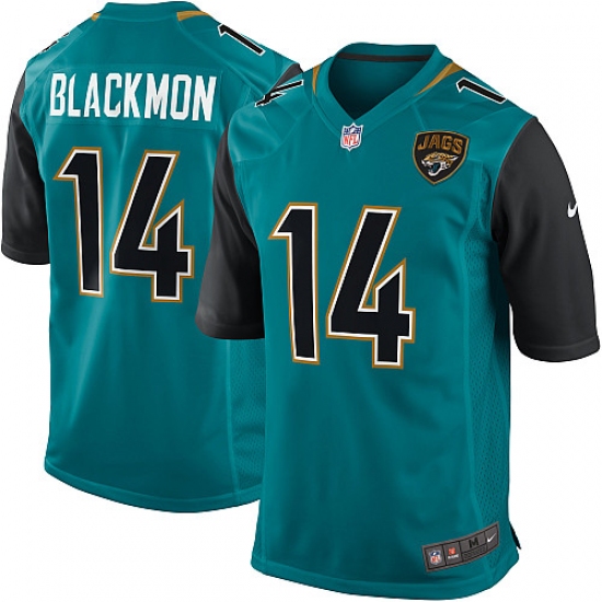 Men's Nike Jacksonville Jaguars 14 Justin Blackmon Game Teal Green Team Color NFL Jersey