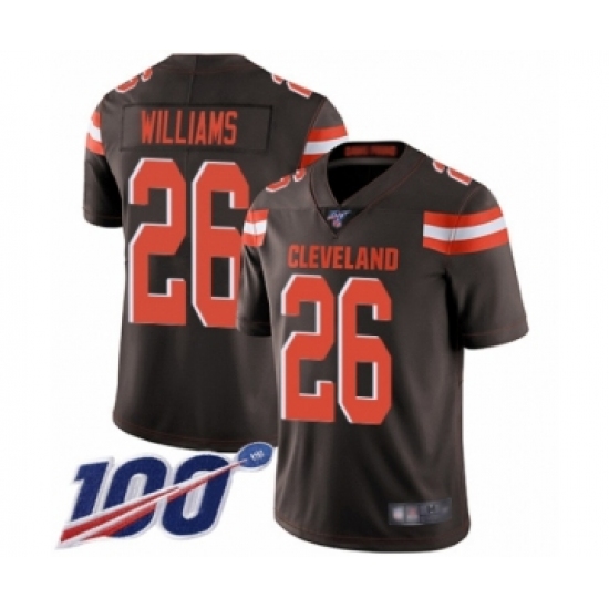 Men's Cleveland Browns 26 Greedy Williams Brown Team Color Vapor Untouchable Limited Player 100th Season Football Jersey