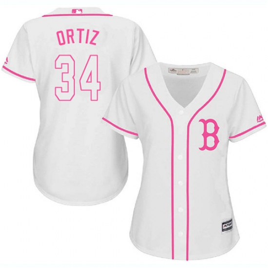 Women's Majestic Boston Red Sox 34 David Ortiz Authentic White Fashion MLB Jersey