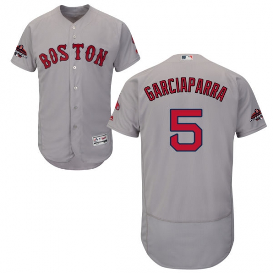 Men's Majestic Boston Red Sox 5 Nomar Garciaparra Grey Road Flex Base Authentic Collection 2018 World Series Champions MLB Jersey