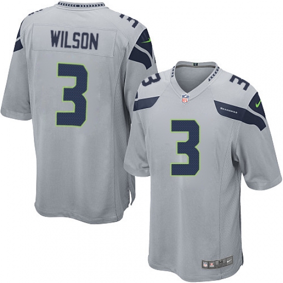 Men's Nike Seattle Seahawks 3 Russell Wilson Game Grey Alternate NFL Jersey