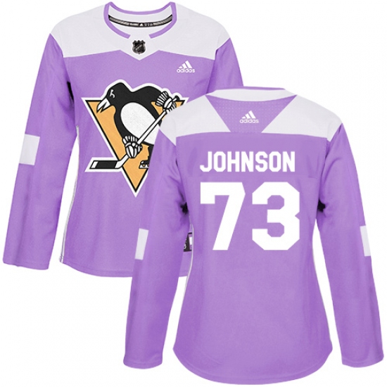 Women's Adidas Pittsburgh Penguins 73 Jack Johnson Authentic Purple Fights Cancer Practice NHL Jersey